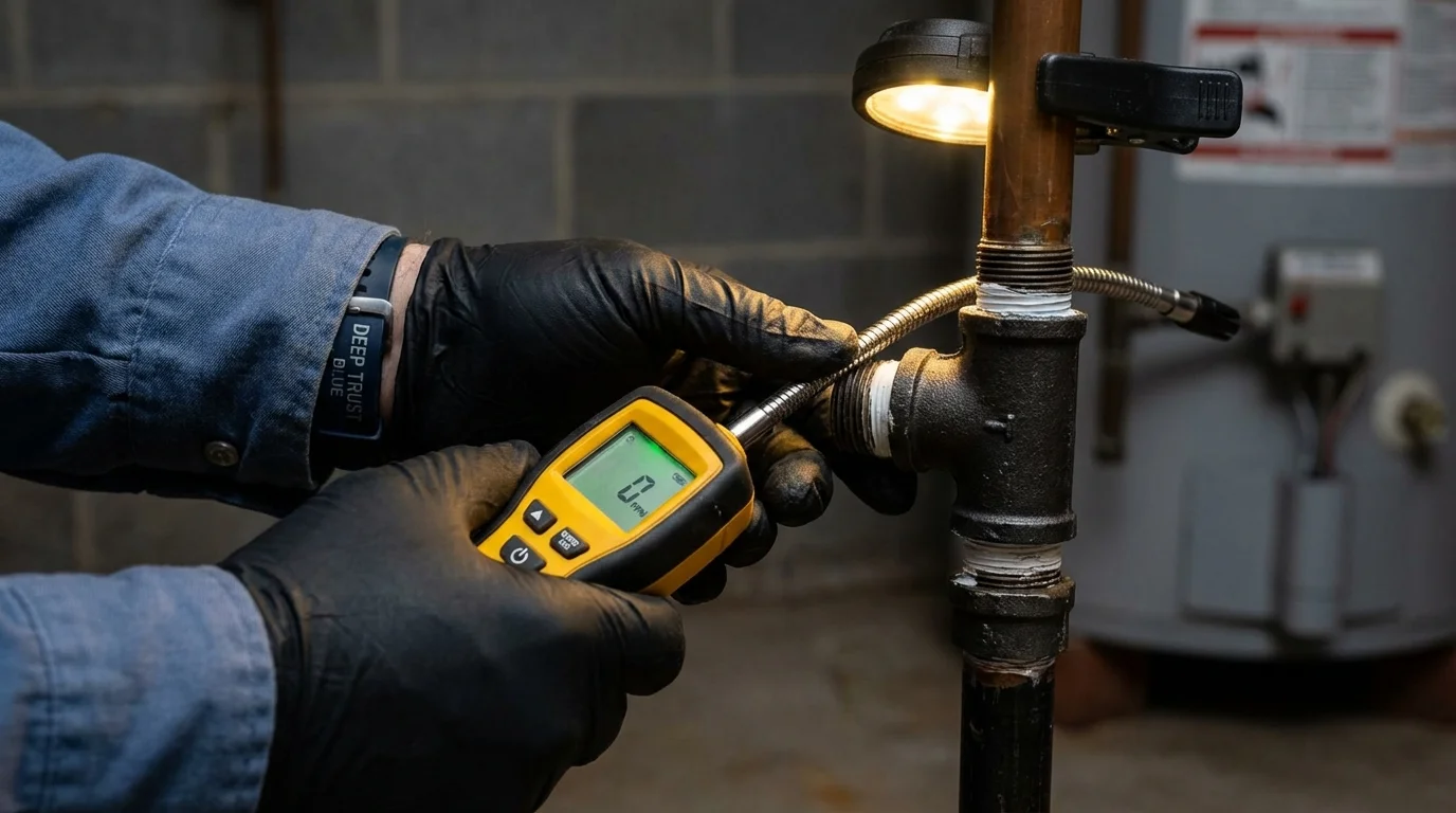 Gas leak detection with electronic sniffer by Johns Plumbing LLC in Osage Beach