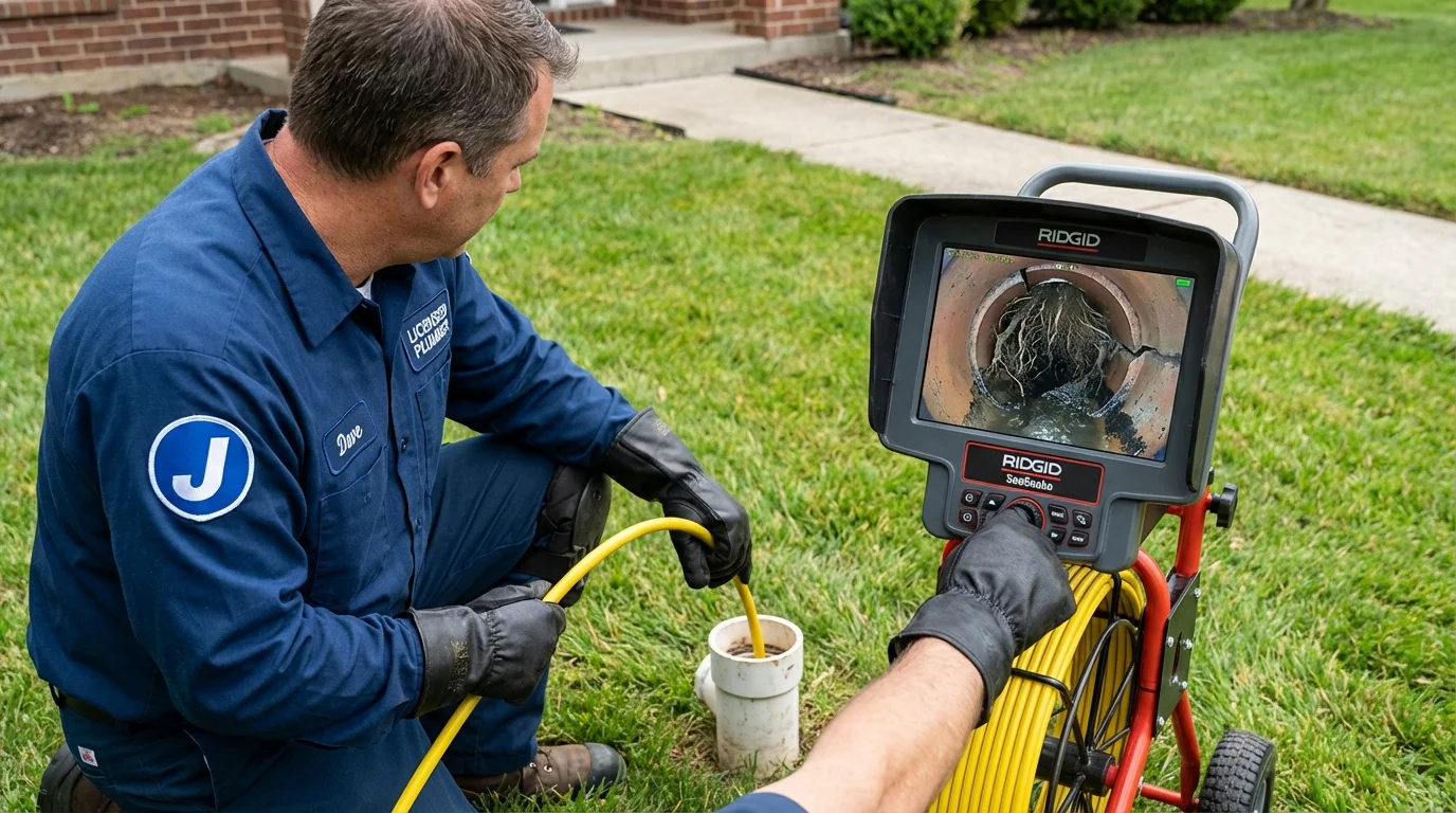 Sewer camera inspection being performed by Johns Plumbing LLC in Osage Beach